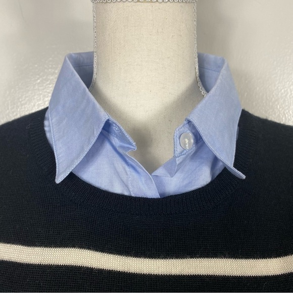 Merino wool striped sweater dress with collar/cuffs Cynthia Rowley - Picture 2 of 7